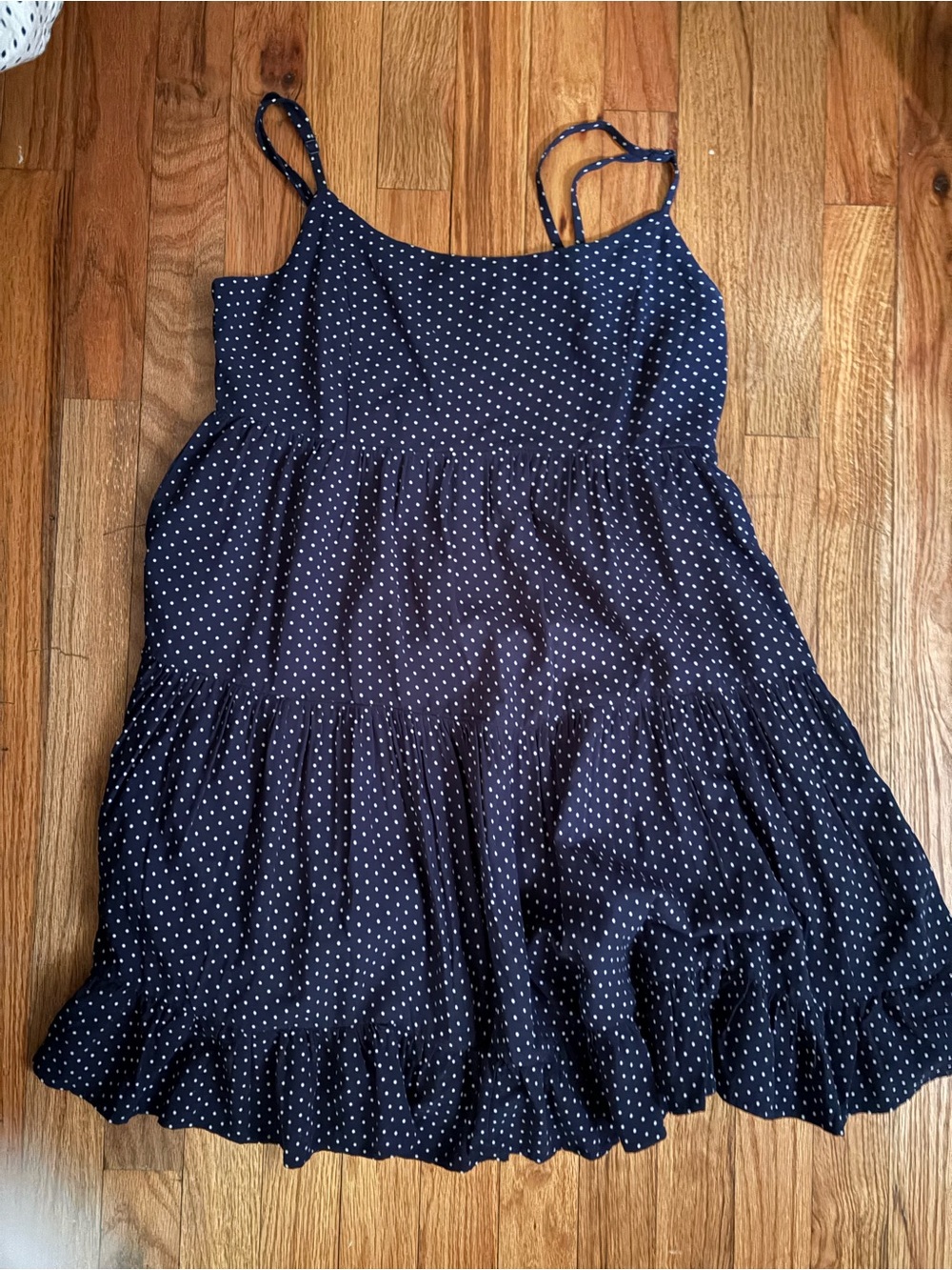 Brandy Melville Navy with White Polka Dot Tiered Sundress
